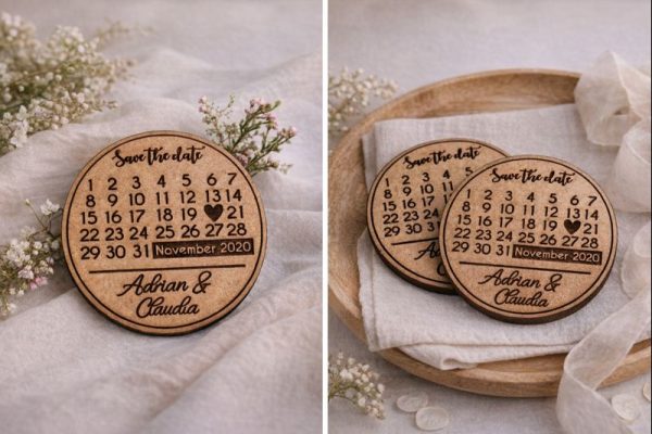 Rustic Wooden Save the Date Discs