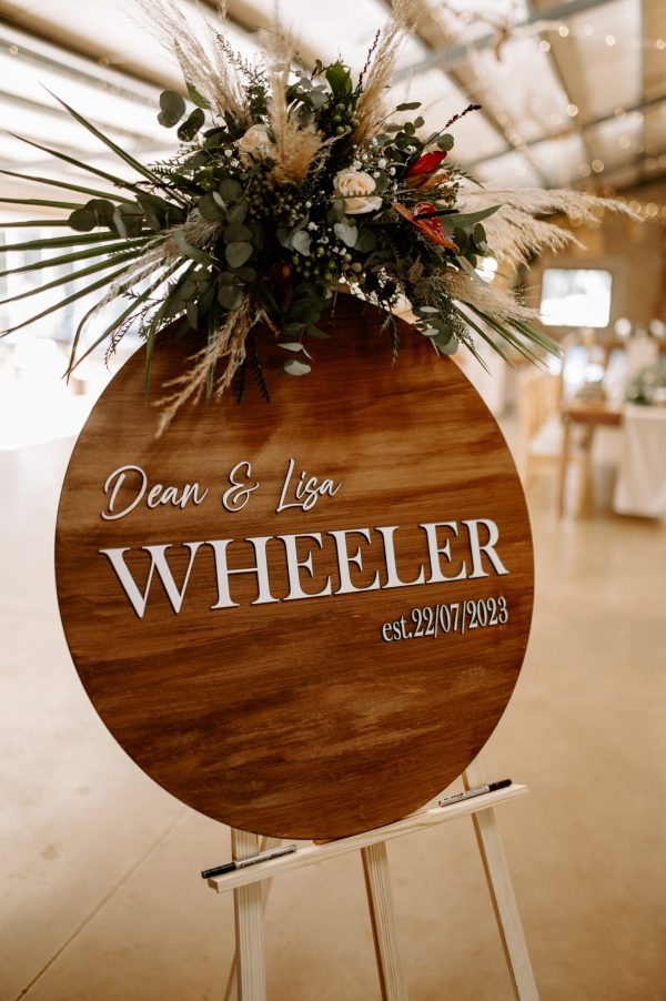 Round wooden Name Guestbook Board
